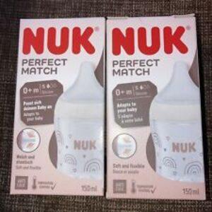 NUK Babyflasche Perfect Match Neu in OVP Motiv Regenbogen Herzen 150 ml 0+ m S